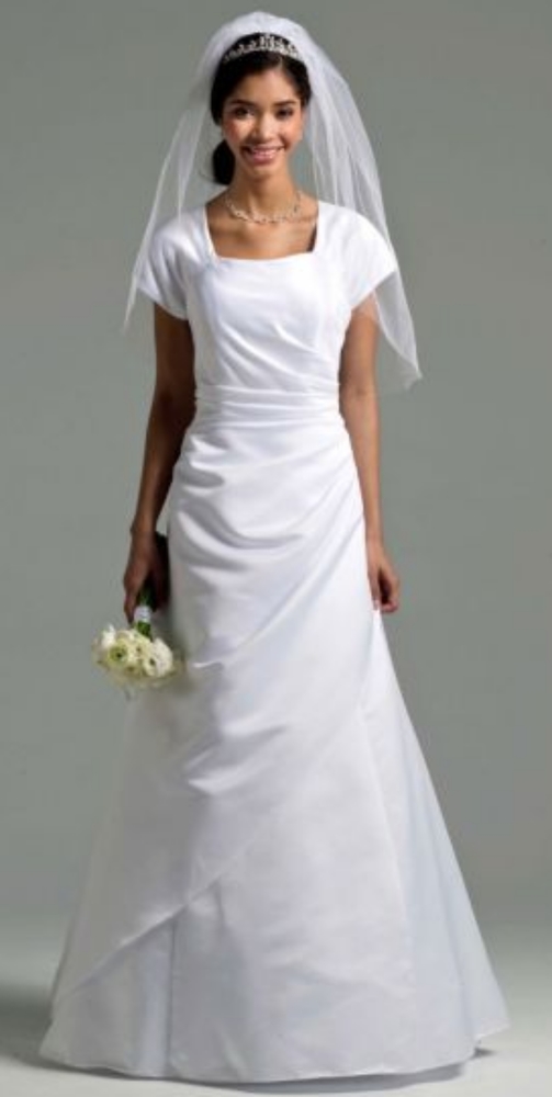 Daniel's Bridal SHORT SLEEVE SATIN A-LINE WEDDING DRESS